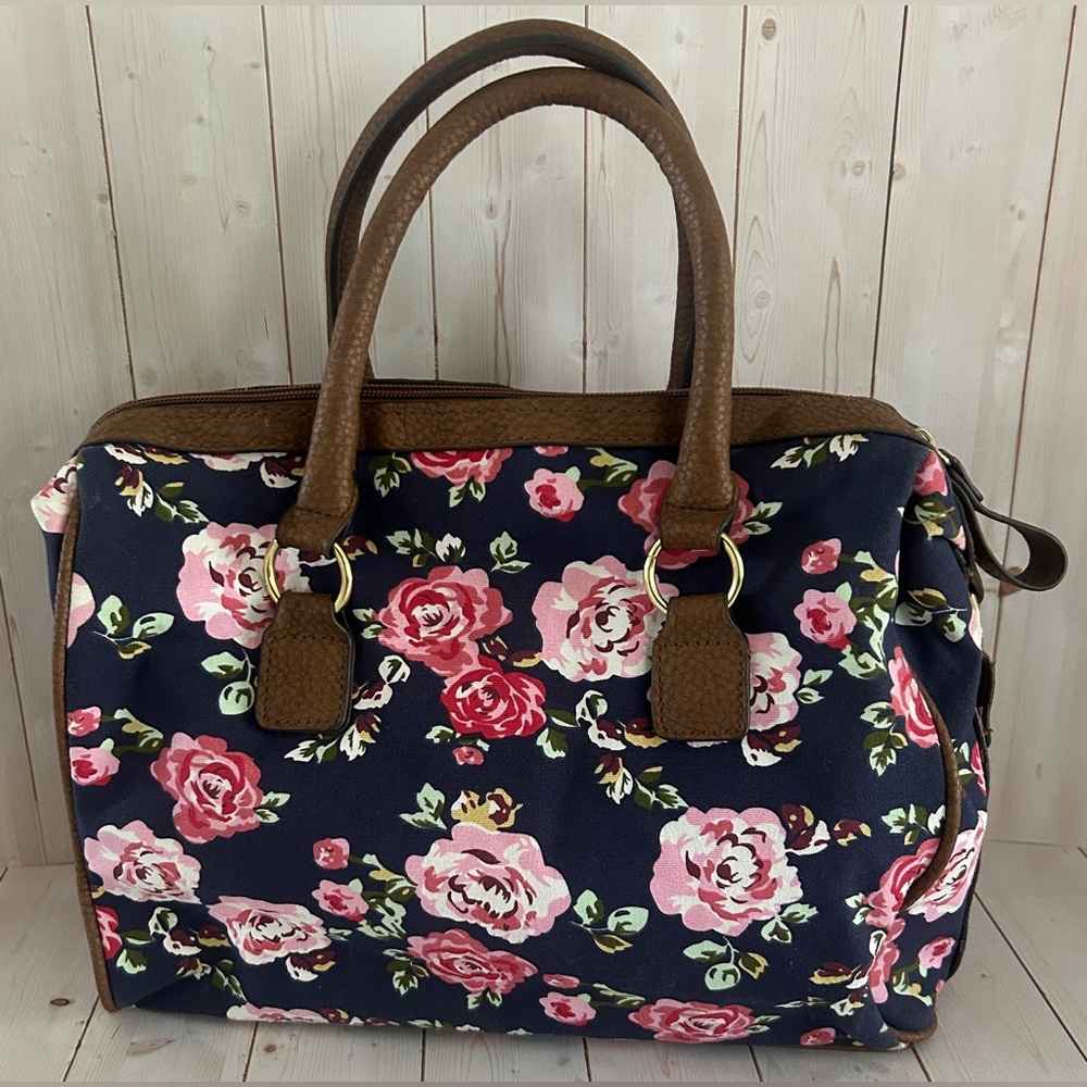 American Eagle Floral pink & navy satchel handbag dark romantic granny core